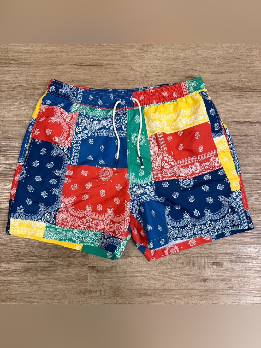Polo by Ralph Lauren Multicolor Patchwork Bandana Swim Trunks